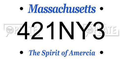 421NY3 Massachusetts License Plate