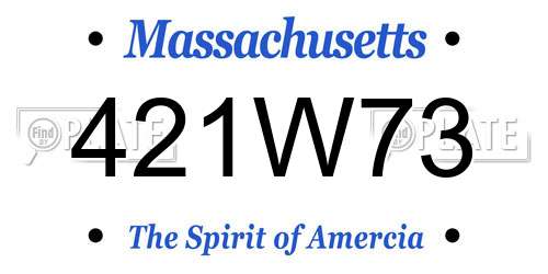 421W73 Massachusetts License Plate