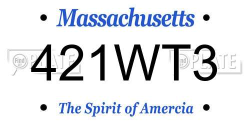 421WT3 Massachusetts License Plate