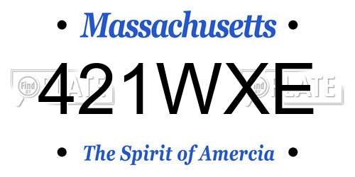 421WXE Massachusetts License Plate