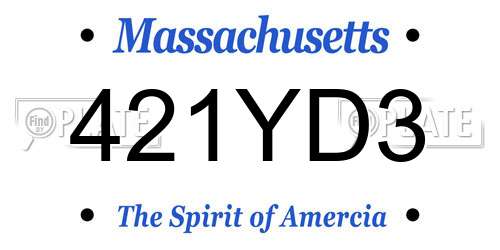 421YD3 Massachusetts License Plate