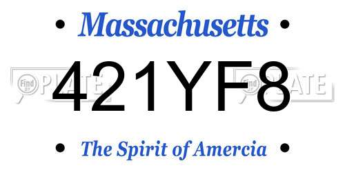 421YF8 Massachusetts License Plate