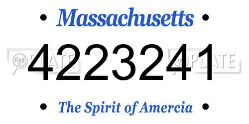 4223241 Massachusetts License Plate