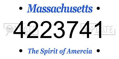 4223741 Massachusetts License Plate