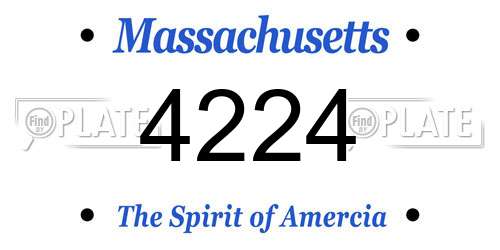 4224 Massachusetts License Plate