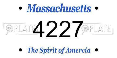 4227 Massachusetts License Plate