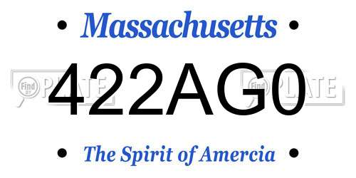 422AG0 Massachusetts License Plate