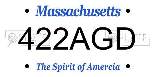 422AGD Massachusetts License Plate