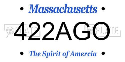 422AGO Massachusetts License Plate