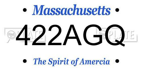 422AGQ Massachusetts License Plate