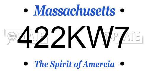 422KW7 Massachusetts License Plate