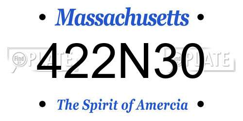 422N30 Massachusetts License Plate
