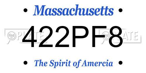 422PF8 Massachusetts License Plate
