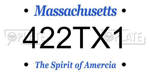 422TX1 Massachusetts License Plate