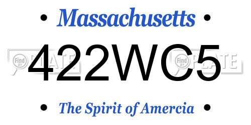 422WC5 Massachusetts License Plate