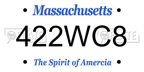 422WC8 Massachusetts License Plate