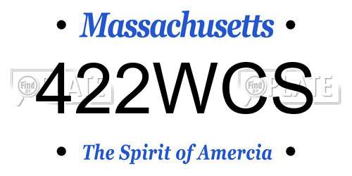 422WCS Massachusetts License Plate