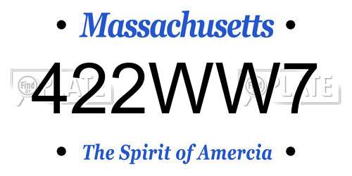 422WW7 Massachusetts License Plate