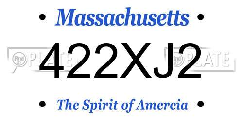 422XJ2 Massachusetts License Plate