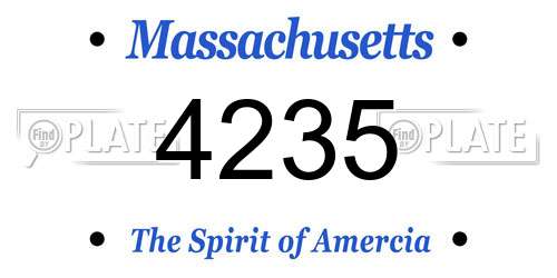 4235 Massachusetts License Plate