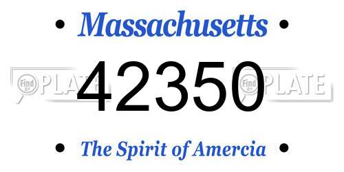 42350 Massachusetts License Plate