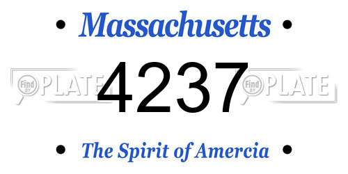 4237 Massachusetts License Plate
