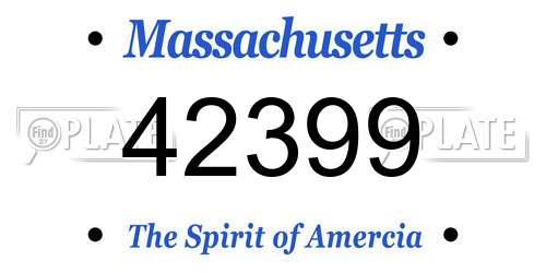 42399 Massachusetts License Plate