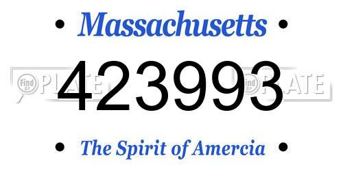 423993 Massachusetts License Plate