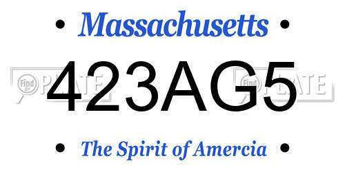 423AG5 Massachusetts License Plate