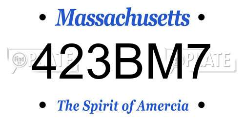 423BM7 Massachusetts License Plate
