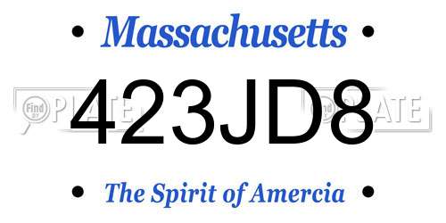 423JD8 Massachusetts License Plate