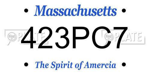 423PC7 Massachusetts License Plate