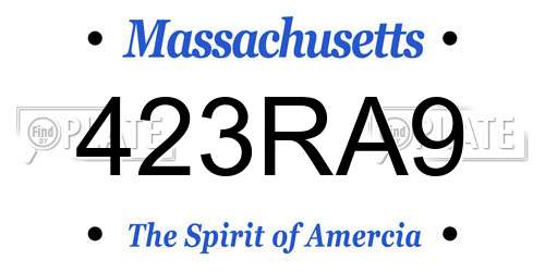 423RA9 Massachusetts License Plate