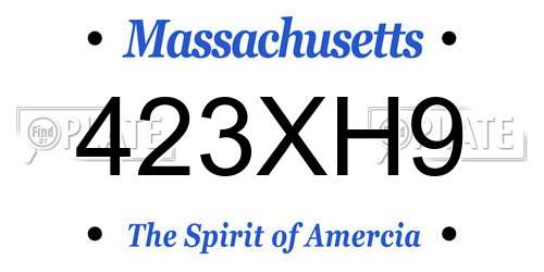 423XH9 Massachusetts License Plate