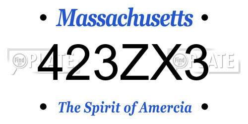 423ZX3 Massachusetts License Plate