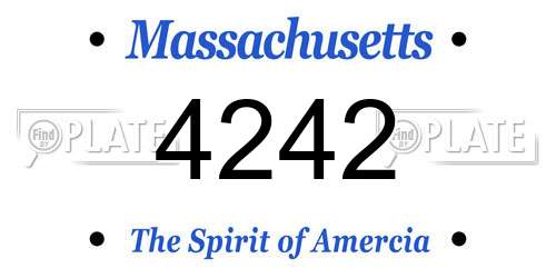 4242 Massachusetts License Plate