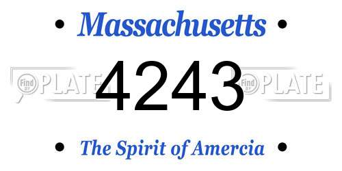 4243 Massachusetts License Plate
