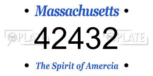 42432 Massachusetts License Plate