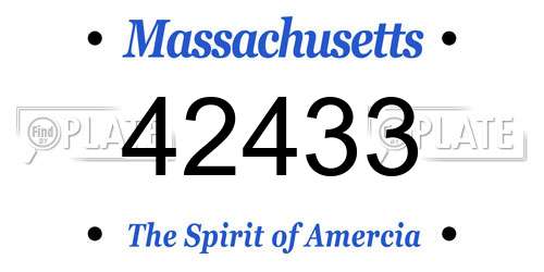 42433 Massachusetts License Plate