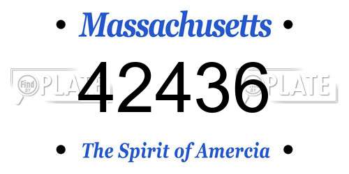 42436 Massachusetts License Plate