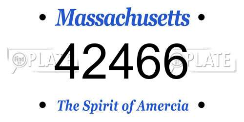 42466 Massachusetts License Plate