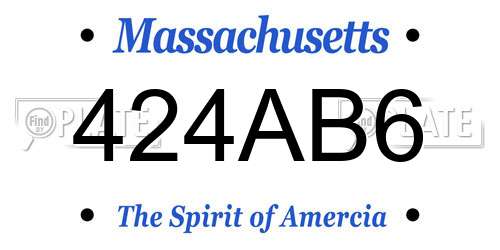 424AB6 Massachusetts License Plate