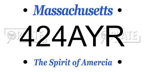 424AYR Massachusetts License Plate