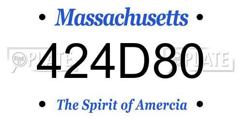 424D80 Massachusetts License Plate