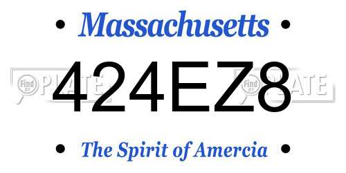 424EZ8 Massachusetts License Plate