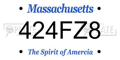 424FZ8 Massachusetts License Plate