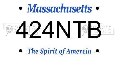 424NTB Massachusetts License Plate