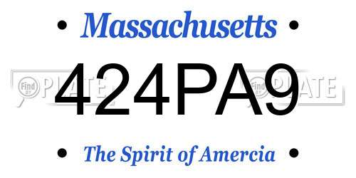 424PA9 Massachusetts License Plate