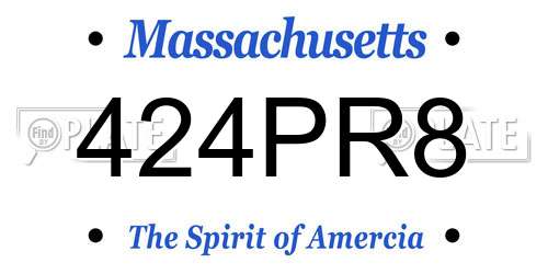 424PR8 Massachusetts License Plate
