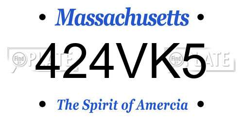 424VK5 Massachusetts License Plate